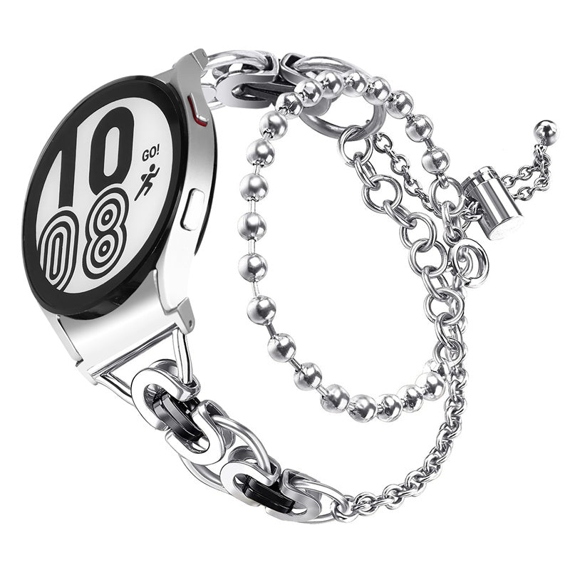 For Samsung Galaxy Watch4 Active 40mm 44mm Watch4 Classic 46mm 42mm Stylish Bead Decor Dual Circle Watch Band Stainless Steel Bracelet Wristband Strap For Samsung Galaxy Watch4 Active 40mm 44mm Watch4 Classic 46mm 42mm Stylish Bead Decor Dual Circle Watch Band Stainless Steel Bracelet Wristband Strap
